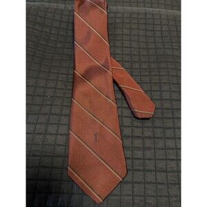 Vintage YSL Yves Saint Laurent Neck Tie Striped Maroon Burgundy Classic